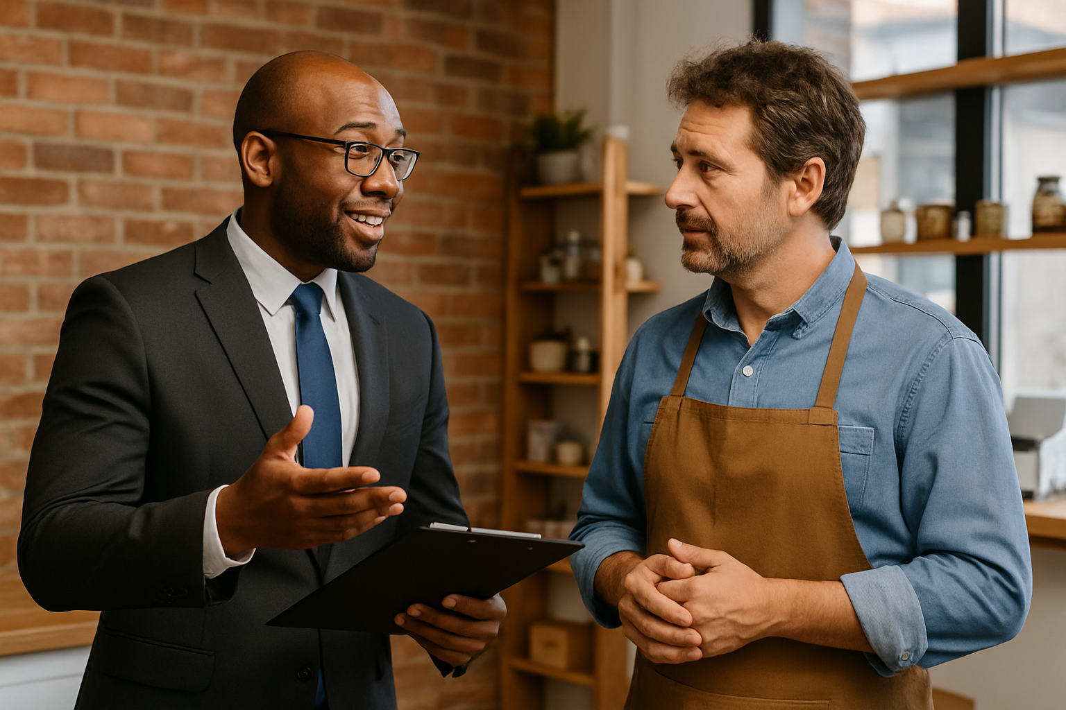 Business consultant advising small business owner